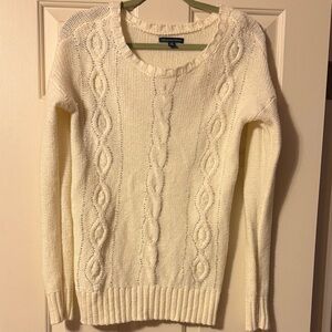 Cream Beaded Cable Knit Sweater